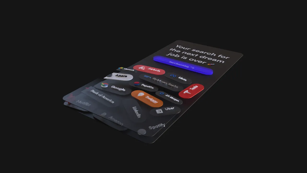 A layered interface viewed from a moving three-dimensional camera
