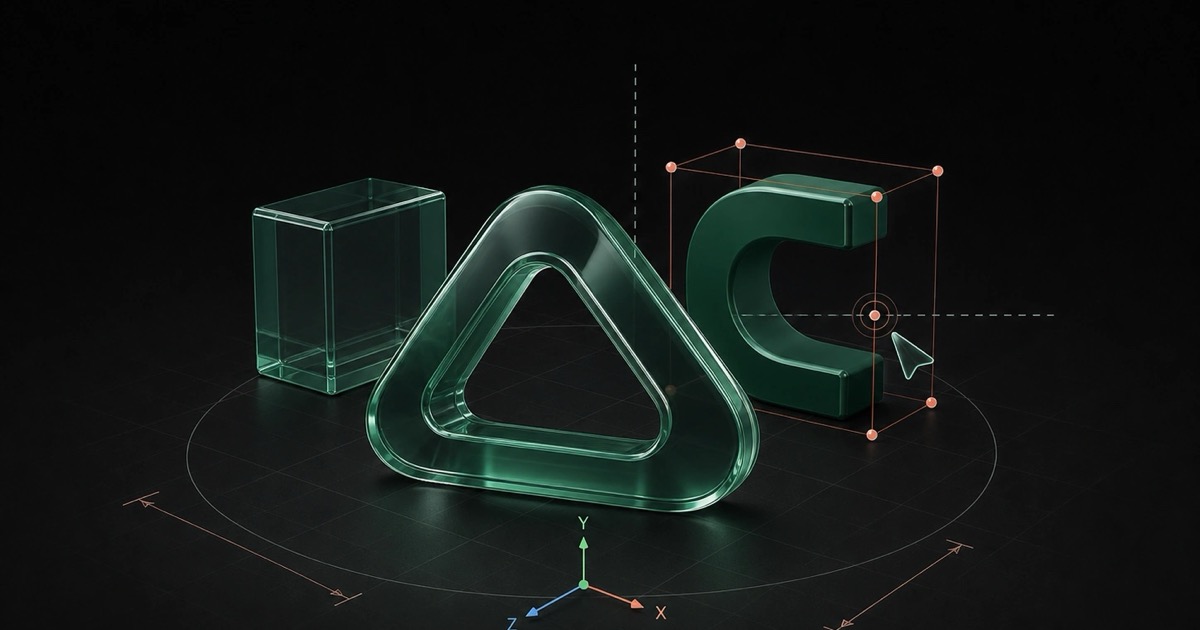 Layer3D glass forms and transform controls in a rendered scene